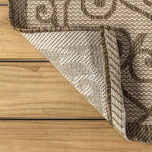 Eyely Filigree Weave Round Rug 5 Ft Beige/Brown, Indoor Outdoor Rug - Image 7