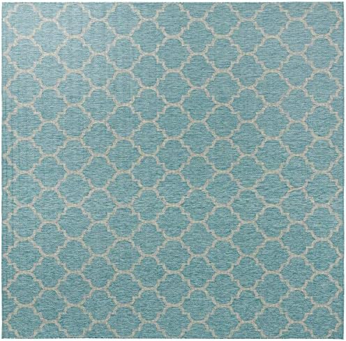Unique Loom Outdoor Trellis Collection Area Rug - Trellis (Square 13' 0" x 13' 0", Aquamarine/ Gray) - Image 3