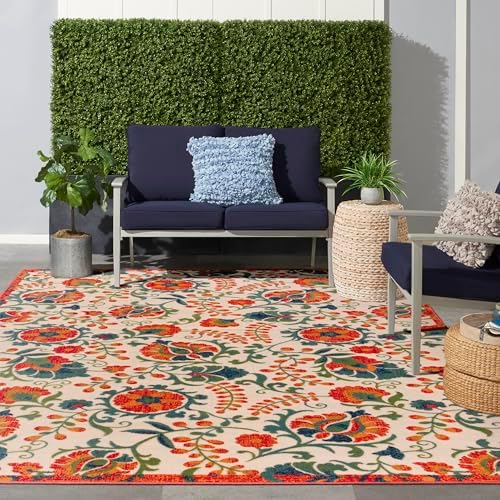 Nourison Home Aloha Red Multicolor 7'10" x 10'6" Area Rug - Easy Clean, Non Shedding, Bed Room, Living Room, Dining Room, Kitchen (8' x 11') - Image 6