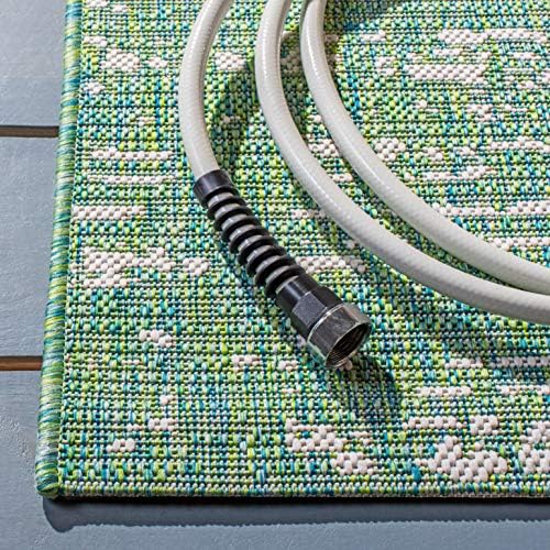 SAFAVIEH Courtyard Collection 8' x 10' Green Blue/Ivory CY8451 Indoor/ Outdoor Waterproof Easy Cleaning Patio Backyard Mudroom Area Rug - Image 4