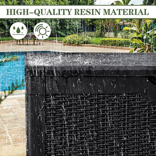 Greesum 100 Gallon Resin Deck Box Large Outdoor Storage, Imitation Rattan Weave Texture for Patio Furniture, Garden Tools, Pool Supplies, Weatherproof and UV Resistant, Lockable, Dark Black - Image 5