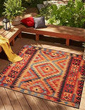 Unique Loom Outdoor Tribal Collection Area Rug - Tortuguero (10' Square, Multi/ Blue) by UniqueLoom