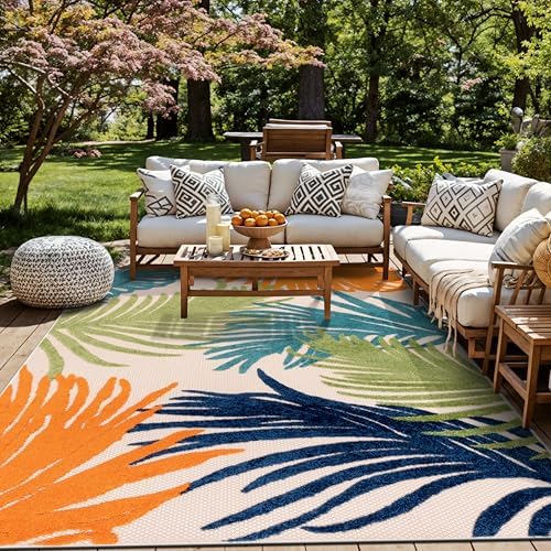 Rugshop Lucca Indoor/Outdoor Contemporary Floral Area Rug Multi 6'6" x 9' by Rugshop