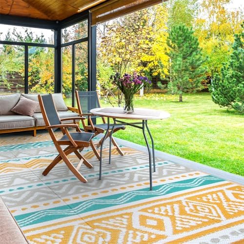Lahome Waterproof Outdoor Rug 6x9, Reversible Outdoor Plastic Straw Rug - Image 6
