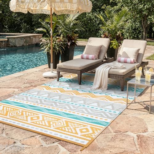 Lahome Outdoor Rug Waterproof, 5x8ft Outdoor Plastic Straw Camping Rug - Image 6