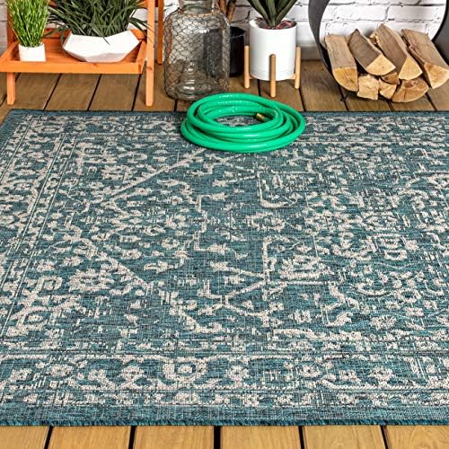 Eyely Filigree WeaveOctagon Area Rug 8 Ft Black/Khaki, Indoor Outdoor Rug - Image 4