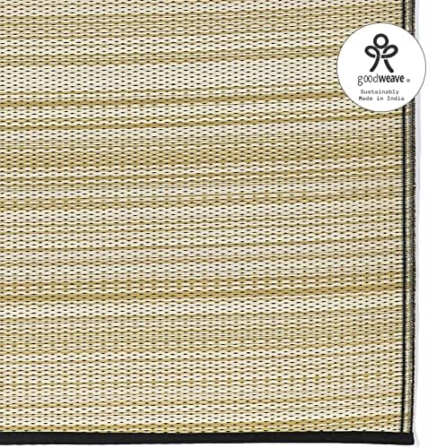 Fab Habitat Outdoor Rug - Waterproof, Fade Resistant, Crease-Free - Premium Recycled Plastic - Striped - Porch, Deck, Balcony, Mudroom, Laundry Room, Patio - Cancun Shadow - Sand & Black - 3 x 5 ft - Image 6