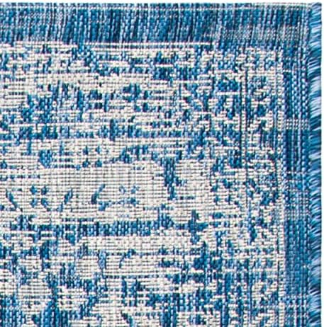 SAFAVIEH Washable Rug Outdoor Courtyard Collection - 5'3" x 7'7", Blue & Grey, Non-Shedding & Easy Cleaning, Ideal for Patio, Backyard, Mudroom (CY8720-36812) - Image 6