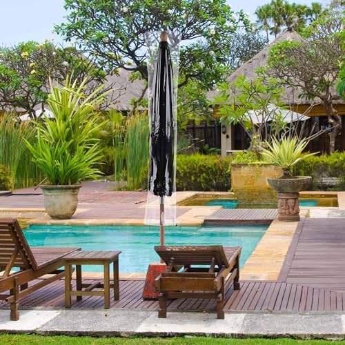 LAGarden Waterproof Patio Umbrella Cover with Zip Drawstring Clear PVC - Image 7