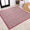 Eyely Filigree Weave Square Rug 5X5 Lt Gray/Fuchsia, Indoor Outdoor Rug by eyely