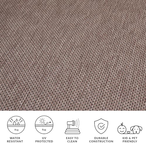 SAFAVIEH Washable Rug Outdoor Courtyard Collection - 5'3" Square, Natural & Black, Non-Shedding & Easy Cleaning, Ideal for Patio, Backyard, Mudroom (CY8521-37312) - Image 6