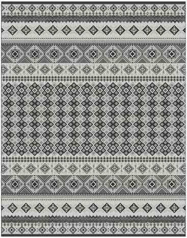 Gertmenian Indoor Outdoor Bohemian Area Rug - 9x13 Extra Large, Fade Resistant, Ideal for High Traffic in Living Room, Bedroom, Patio - Moroccan, Black, 27104 by Gertmenian