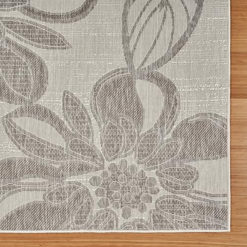 Gertmenian Indoor Outdoor Casual Area Rug - 6x9 Medium, Fade Resistant, Ideal for High Traffic in Living Room, Bedroom, Patio - Woodbury Floral, Gray, 28818 - Image 4