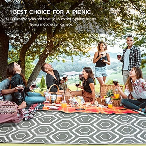 fifame 9x12 Outdoor Rug, Plastic Woven Patio Mat, Waterproof RV Camping Rug - Image 6