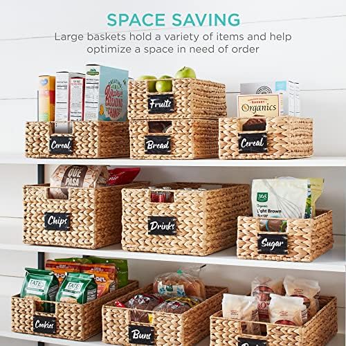 Best Choice Products Set of 4 16x12in Large Water Hyacinth Pantry Baskets, Woven Organizers w/Chalkboard Label, Chalk Marker - Natural - Image 4