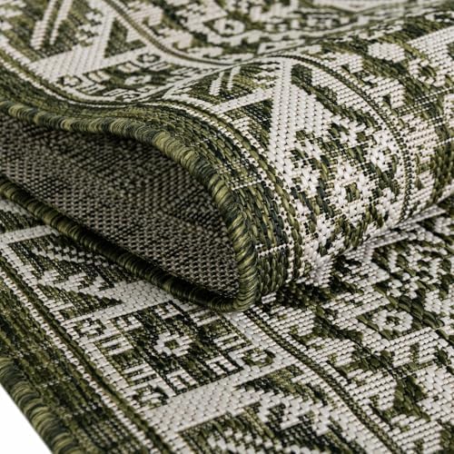 Rugs.com - Outdoor Aztec Rug – 3' 1 x 5' 3 Green Indoor/Outdoor Rug – Weather Resistant Flatweave for Patios, Decks, and Porches - Image 6