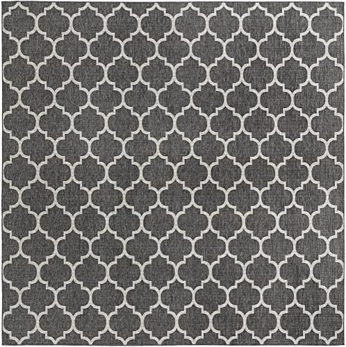 Unique Loom Outdoor Trellis Collection Area Rug - Trellis (Square 13' 0" x 13' 0", Black/ Ivory) - Image 3