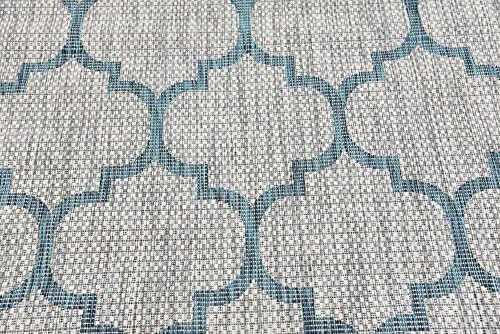 Unique Loom Outdoor Trellis Collection Area Rug (4' 1" x 6' 1" Rectangle, Gray/ Ivory) - Image 6