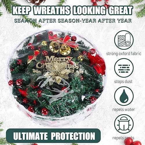 Shappy 10 Pcs 36 Inch Clear Wreath Storage Bags PVC Waterproof, White - Image 3