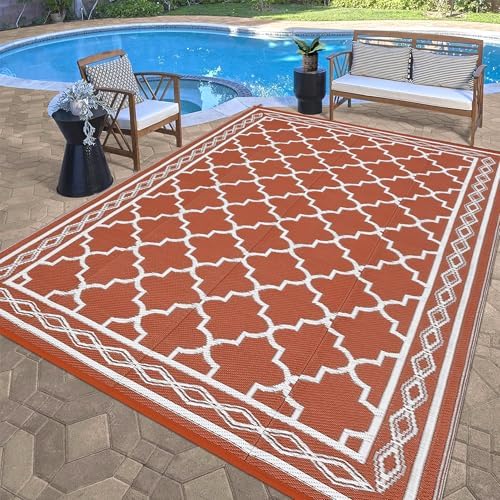 GlowSol Outdoor Rug 9x12 Waterproof Outdoor Plastic Straw Rug for Camping with Carry Bag, Reversible Easy Cleaning Portable Patio Rugs Mat Outside Carpet for RV Patio Backyard Deck Picnic,Orange - Image 6