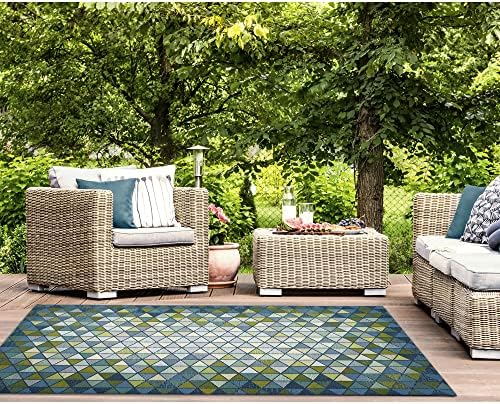 Liora Manne Marina Indoor/Outdoor Power Loomed Synthetic Blend Low Profile Area Rug - Transitional Contemporary (Triangle Border Grotto) (7'10" x 9'10") - Image 5
