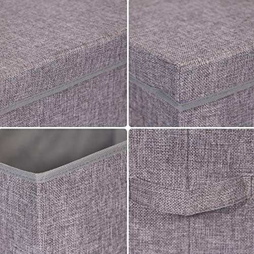 TENABORT 5 Pack Large Foldable Storage Box with Lids Fabric Storage Cube Organizer Cloth Containers Bins Baskets for Closet Clothes Clothing Bed Room - Image 5