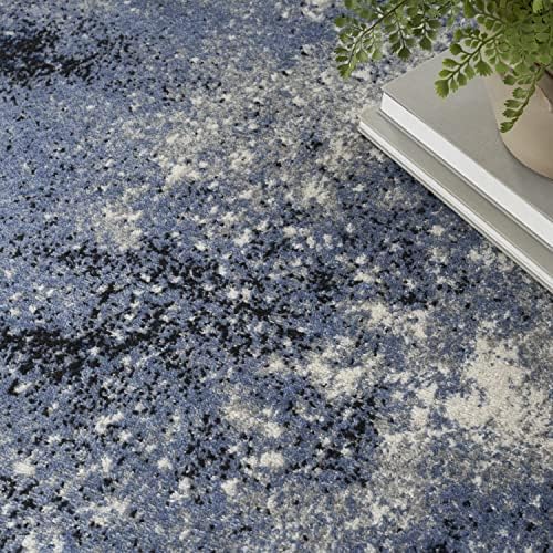 Nourison Home Passion Light Blue Black 5'3" x Round Area Rug - Easy Clean, Non Shedding, Bed Room, Living Room, Dining Room, Kitchen (5' x Round) - Image 4