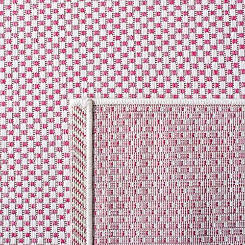 SAFAVIEH Washable Rug Outdoor Courtyard Collection - 6'7" Square, Ivory & Pink, Non-Shedding & Easy Cleaning, Ideal for Patio, Backyard, Mudroom (CY8521-53812) - Image 3