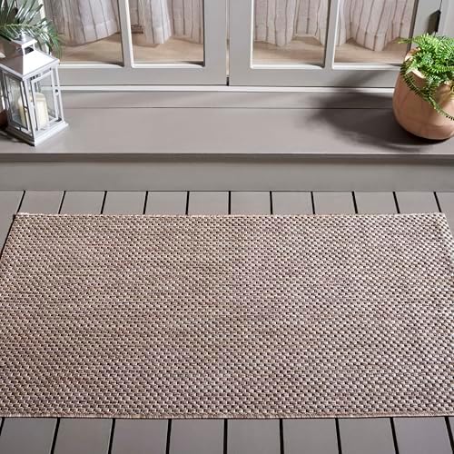 SAFAVIEH Washable Rug Outdoor Courtyard Collection - 4' x 5'7", Natural & Black, Non-Shedding & Easy Cleaning, Ideal for Patio, Backyard, Mudroom (CY8521-37312) by Unknown
