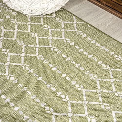 Eyely Moroccan Woven Square Rug 5X5 Lt Green/Cream, Indoor Outdoor Rug - Image 7