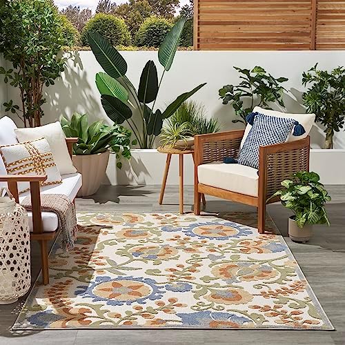 Nourison Home Aloha Ivory Blue 3'6" x 5'6" Area Rug - Easy Clean, Non Shedding, Bed Room, Living Room, Dining Room, Kitchen (4' x 6') - Image 5