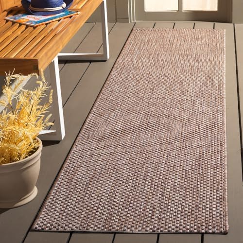 SAFAVIEH Washable Rug Outdoor Courtyard Collection - 2'3" x 14' Runner, Natural & Black, Non-Shedding & Easy Cleaning, Ideal for Patio, Entryway, Mudroom, Hallway, Kitchen (CY8521-37312) by Unknown