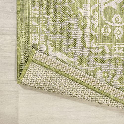 JONATHAN Y Weave Floral Indoor Outdoor Area Rug 4X6 Green/Cream, Tela Bohemian Textured for Backyard, Patio, Porch, Easy-Cleaning, High Traffic, Pet-Friendly, Non-Shedding (SMB100D-4) - Image 4