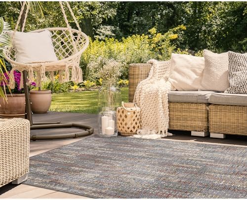 Liora Manne Marina Indoor/Outdoor Power Loomed Synthetic Blend Durable Area Rug - Contemporary Texture Global Colorful (Sienna Black) (6'6" x 9'4") - Image 5