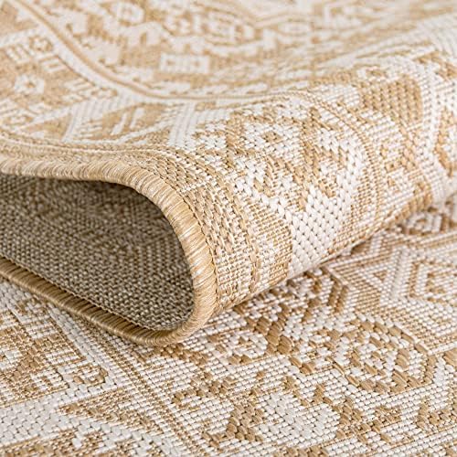 Rugs.com Outdoor Aztec Collection Rug – 5' x 8' Natural Flatweave Rug Perfect for Living Rooms, Large Dining Rooms, Open Floorplans - Image 3