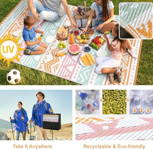 Lahome Outdoor Rug 8x10 Patio Waterproof, Outdoor Plastic Straw Camping Rug - Image 3