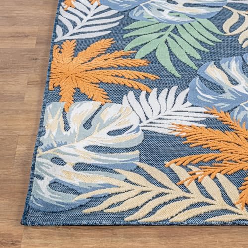 Luul Home Floral Indoor Outdoor Rugs 6x9 Large Area Rug for Living Room, Patio Decor, Kitchen, and Entryway Rug, Washable Stain Resistant Outside Carpet Midnight 6 x 9 - Image 5