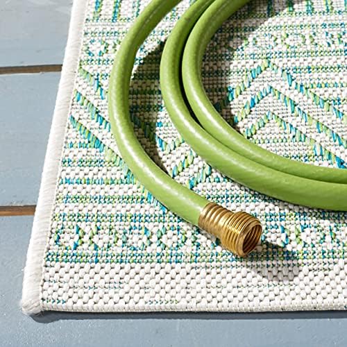 SAFAVIEH Washable Rug Outdoor Courtyard Collection - 4' x 5'7", Beige & Green, Non-Shedding & Easy Cleaning, Ideal for Patio, Backyard, Mudroom (CY8196-55712) - Image 3