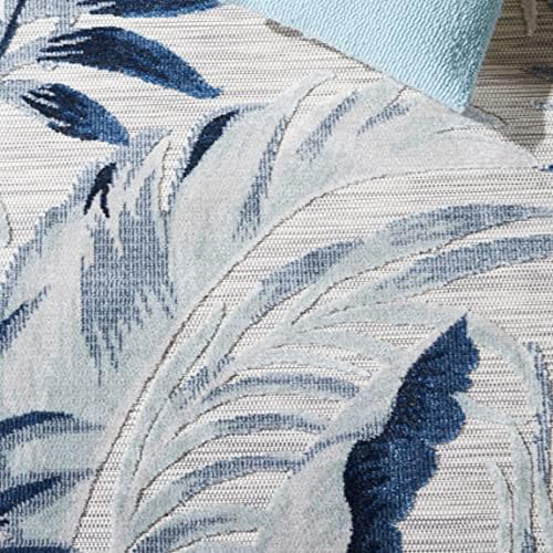 SAFAVIEH Washable Rug Outdoor Cabana Collection - 6'5" Square, Grey & Navy, Non-Shedding & Easy to Clean, Ideal for Patio, Backyard, Mudroom (CBN452N) - Image 7