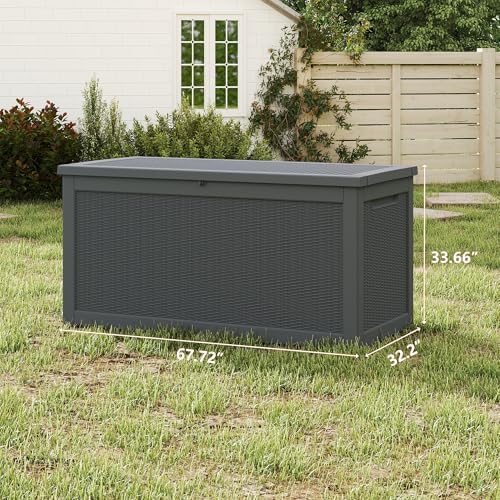 320 Gallon Deck Boxes Outdoor Waterproof, Outdoor Storage Box with Lockable Lid & UV-Resistant for Patio Furniture, Outdoor Cushions, Garden Tools and Pool Supplies, Black - Image 5