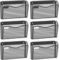 BOHDK Wall File Organizer, 6 Single Pockets Mesh Hanging File Organizer, Mount Document Magazine Rack with Labels, Hanging File Folders for Office, Home and School, Black by BOHDK