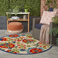 Nourison Home Aloha Multicolor 4' x Round Area Rug - Easy Clean, Non Shedding, Bed Room, Living Room, Dining Room, Kitchen (4' x Round) by NourisonHome