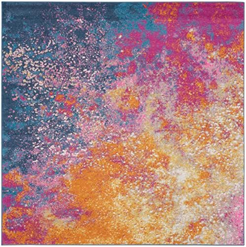 Nourison Home Passion Abstract Sunburst 7'10'' x Square Area-Rug, Easy-Cleaning, Non Shedding, Bed Room, Living Room, Dining Room, Kitchen (8 Square) - Image 2