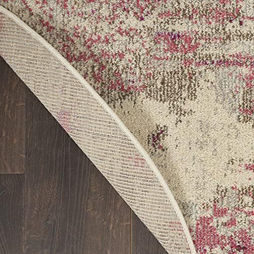 Nourison Home Celestial Modern Abstract Ivory/Pink 4' x Round Area Rug, Easy Cleaning, Non Shedding, Bed Room, Living Room, Dining Room, Kitchen (4 Round) - Image 4