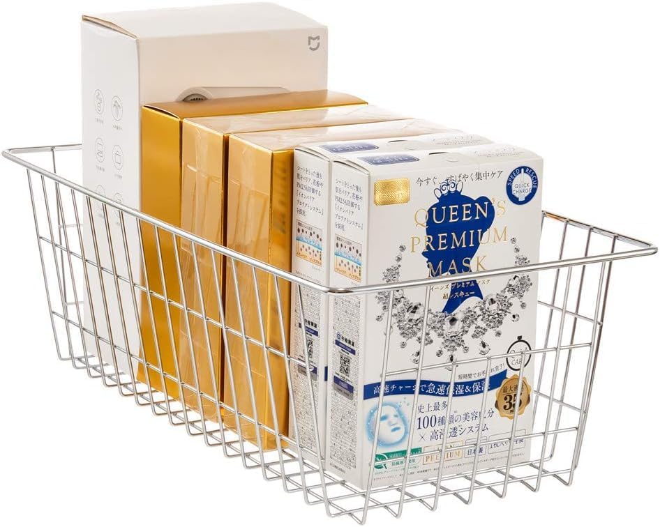 SANNO Freezer Baskets Wire Storage Baskets Bin Organizer Food, Kitchen, Basket Organizers Bins for Home, Bathroom, Closet Organization, White, 8 - Image 3