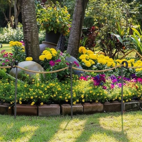 MorningRo 18 Pcs 38'' Single Rope Stakes Black Steel Poles/Stakes with Loop Fence Poles for Creating a Rope Border Around Flower Beds, Trees, Gardens, Walkways - Image 4