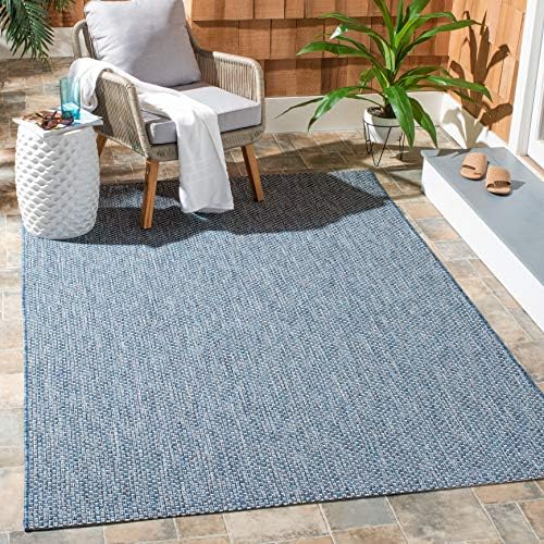 SAFAVIEH Courtyard Collection 4' x 4' Square Navy/Grey CY8521 Indoor/ Outdoor Waterproof Easy Cleaning Patio Backyard Mudroom Accent Rug by Unknown