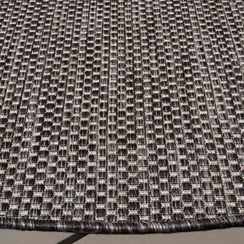 SAFAVIEH Courtyard Collection 9' Round Black/Beige CY8521 Indoor/ -Outdoor Waterproof Easy -Cleaning Patio Backyard Mudroom Area -Rug - Image 5