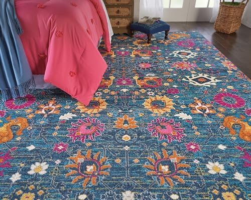 Nourison Home Passion Denim 6'7" x 9'6" Area -Rug, Boho, Moroccan, Bed Room, Living Room, Dining Room, Kitchen, Easy -Cleaning, Non Shedding, (7' x 10') - Image 2