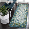 Liora Manne Marina Indoor/Outdoor Power Loomed Synthetic Blend Low Profile Area Rug - Transitional Contemporary (Triangle Border Grotto) (1'11" x 7'6") by LushDecor